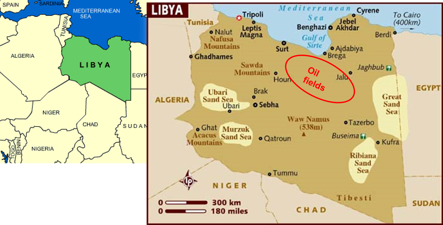 Ruski plaćenici u Libiji Libya-map